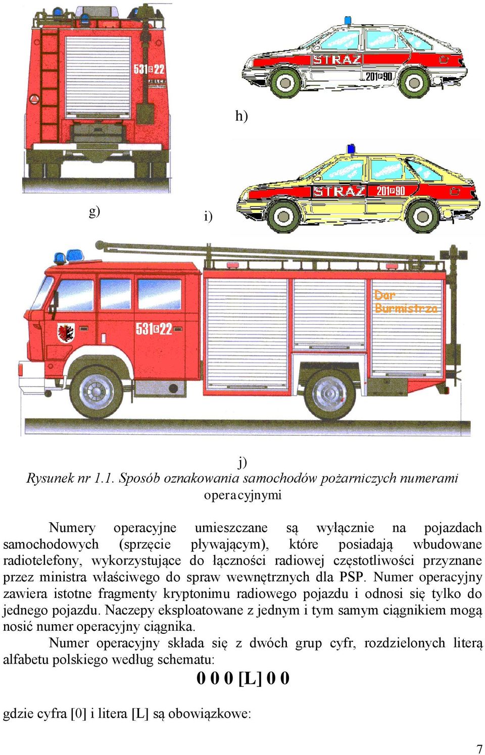 wbudowane radiotelefony, wykorzystujące do łączności radiowej częstotliwości przyznane przez ministra właściwego do spraw wewnętrznych dla PSP.