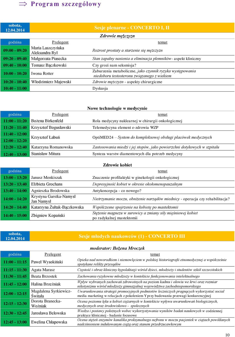 eliminacja plemników- aspekt kliniczny 09:40-10:00 Tomasz Bączkowski Czy grozi nam seksmisja?