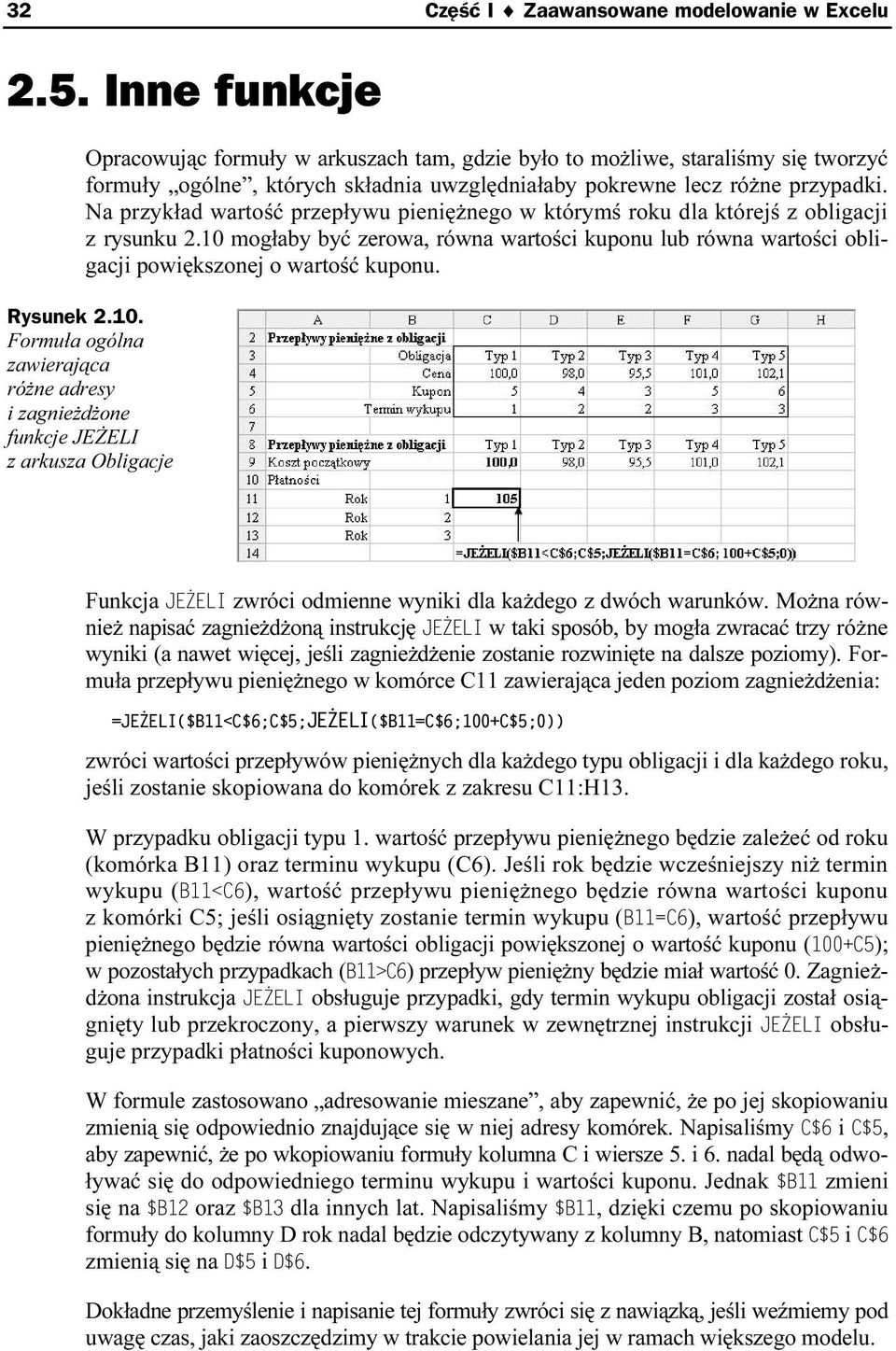 Na przykład wartość przepływu pieniężnego w którymś roku dla którejś z obligacji z rysunku 2.10 mogłaby być zerowa, równa wartości kuponu lub równa wartości obligacji powiększonej o wartość kuponu.