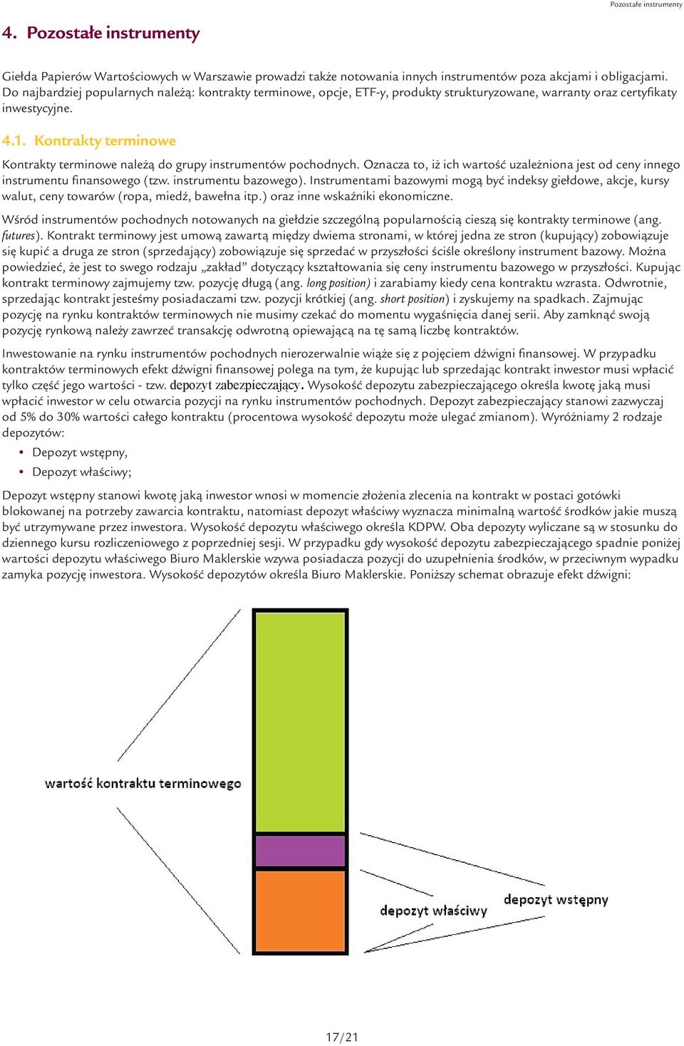 Kontrakty terminowe Kontrakty terminowe należą do grupy instrumentów pochodnych. Oznacza to, iż ich wartość uzależniona jest od ceny innego instrumentu finansowego (tzw. instrumentu bazowego).