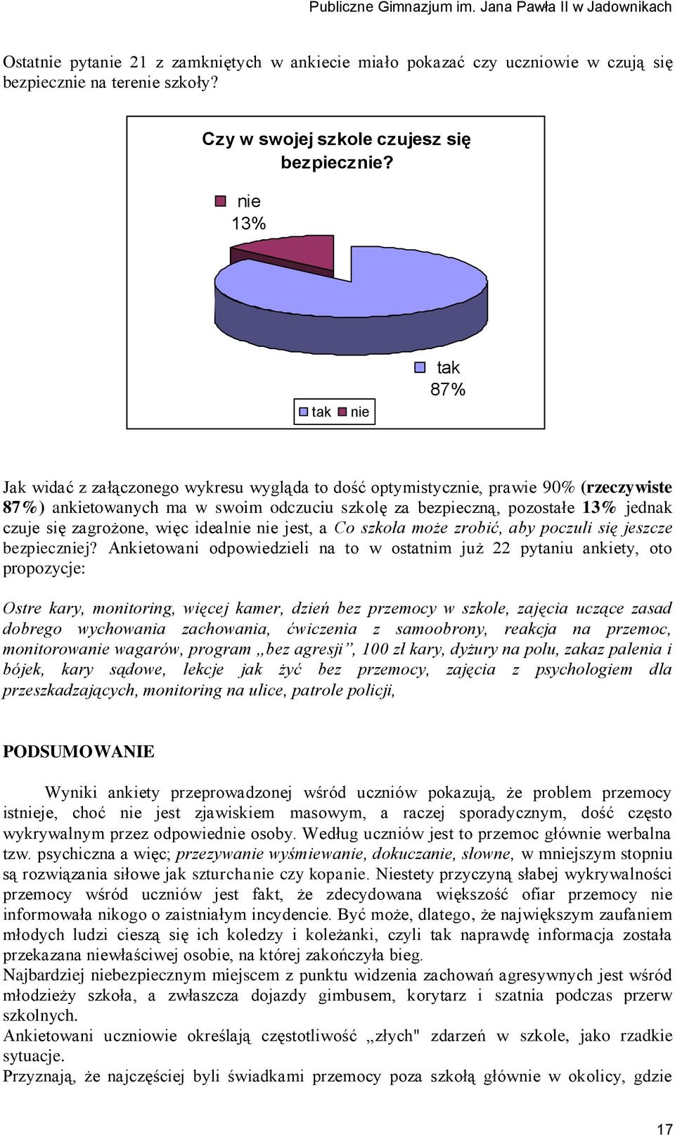 ideal jest, a Co szkoła może zrobić, aby poczuli się jeszcze bezpieczj?