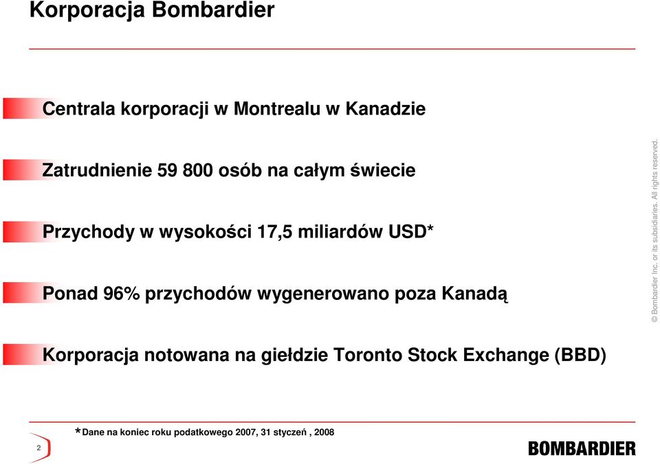 96% przychodów wygenerowano poza Kanadą Korporacja notowana na giełdzie