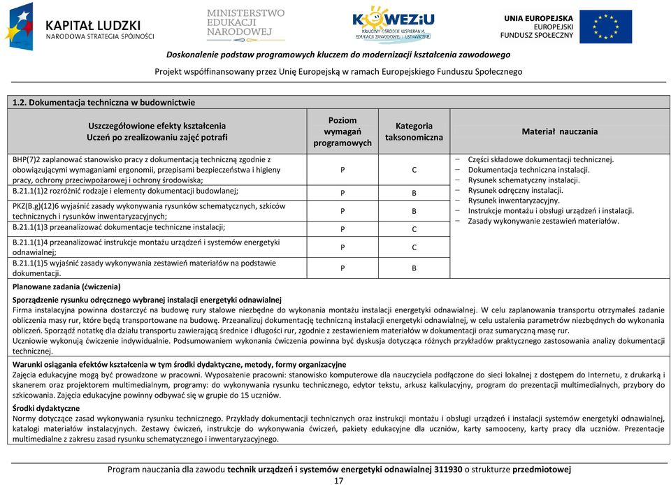 dokumentacją techniczną zgodnie z obowiązującymi wymaganiami ergonomii, przepisami bezpieczeństwa i higieny pracy, ochrony przeciwpożarowej i ochrony środowiska; B.21.