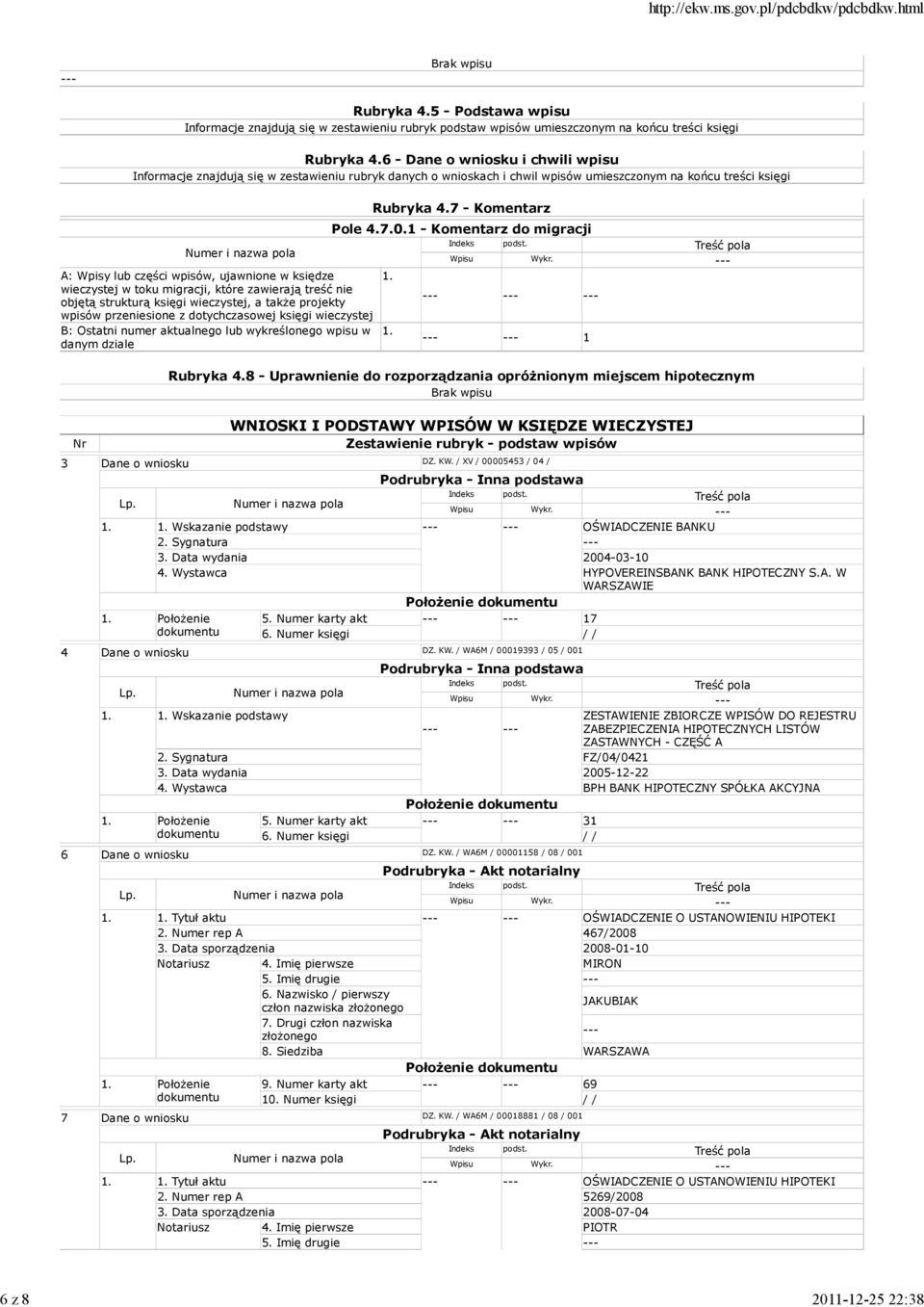 1 Komentarz do migracji A: Wpisy lub części wpisów, ujawnione w księdze 1.