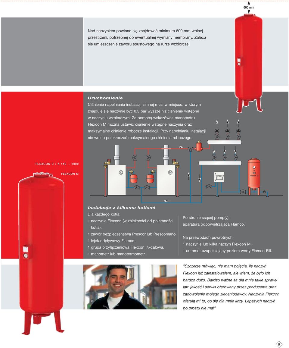 Za pomocą wskazówek manometru Flexcon M można ustawić ciśnienie wstępne naczynia oraz maksymalne ciśnienie robocze instalacji.