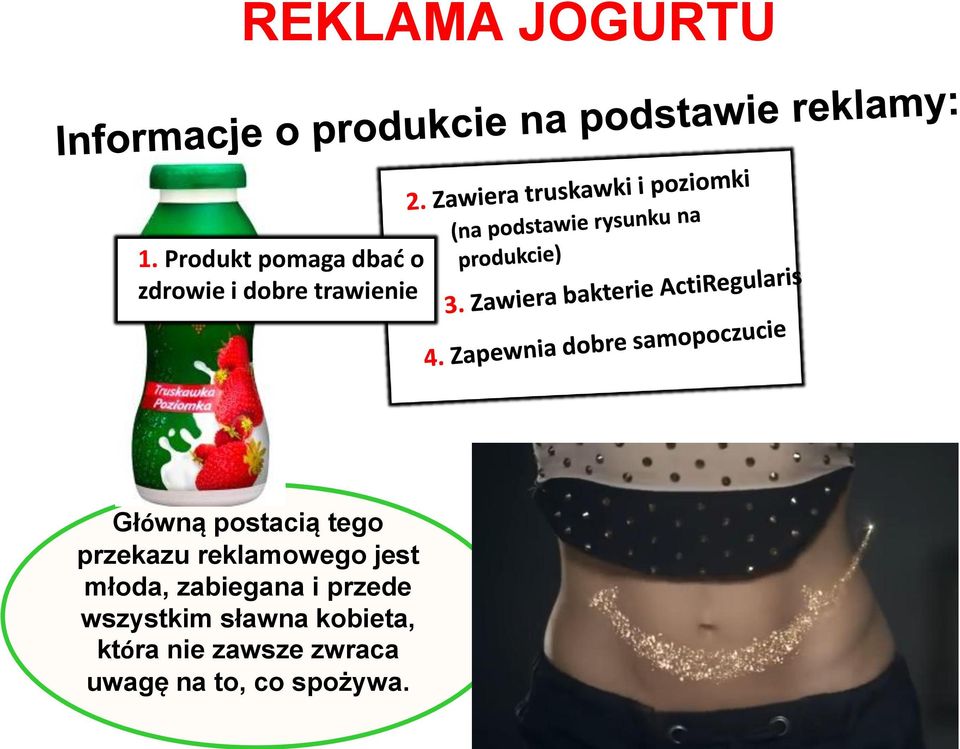 Główną postacią tego przekazu reklamowego jest młoda,