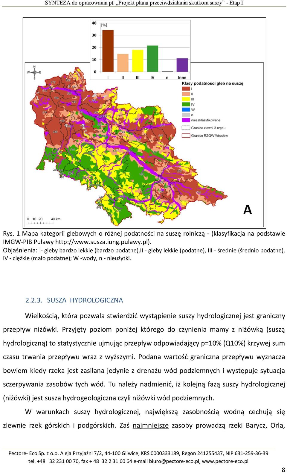 Objaśnienia: I- gleby bardzo lekkie (bardzo podatne),ii - gleby lekkie (podatne), III - średnie (średnio podatne), IV - ciężkie (mało podatne); W -wody, n - nieużytki. 2.2.3.