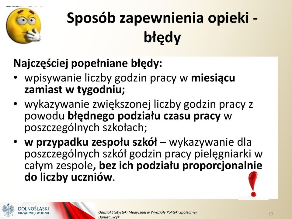 podziału czasu pracy w poszczególnych szkołach; w przypadku zespołu szkół wykazywanie dla