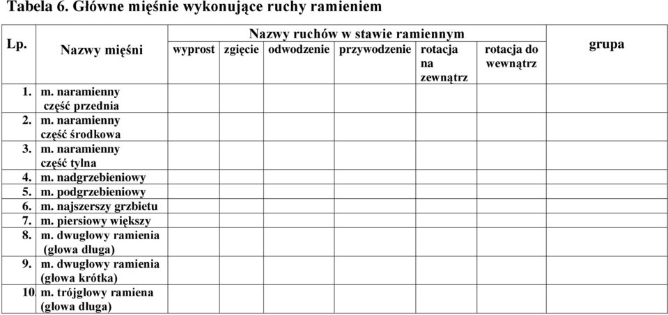 m. dwugłowy ramienia (głowa długa) 9. m.