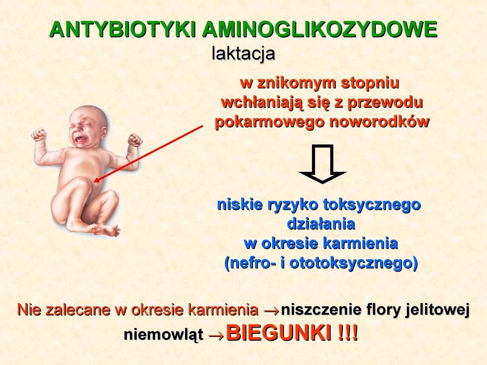 działania w okresie karmienia (nefro- i ototoksycznego) Nie