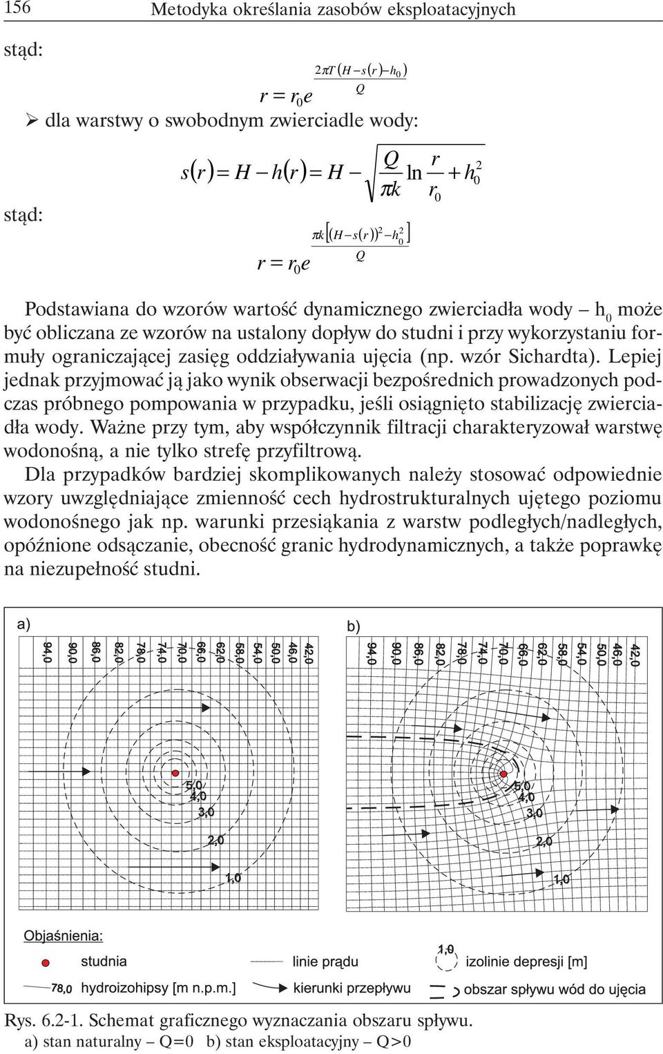 wzór Sichardta). Lepiej jednak przyjmować ją jako wynik obserwacji bezpośrednich prowadzonych podczas próbnego pompowania w przypadku, jeśli osiągnięto stabilizację zwierciadła wody.