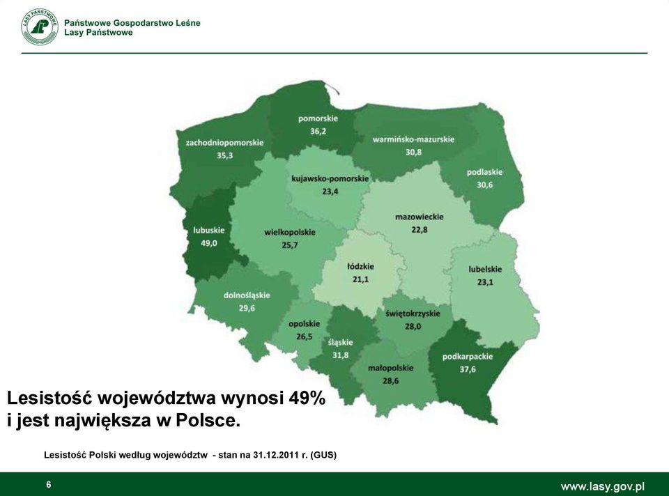 Lesistość Polski według