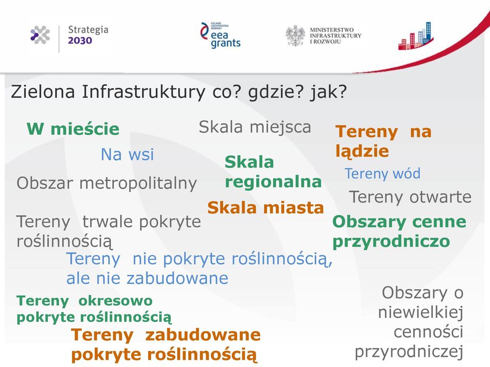 regionalna Skala miasta Tereny nie pokryte roślinnością, ale nie zabudowane Tereny okresowo pokryte