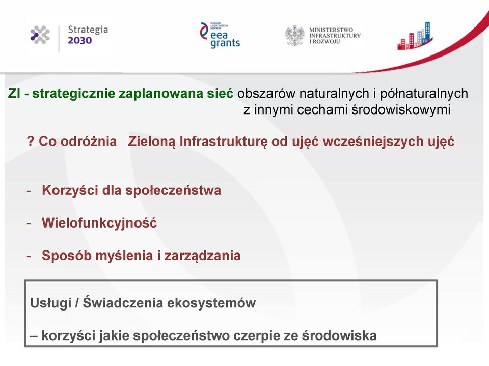 Co odróżnia Zieloną Infrastrukturę od ujęć wcześniejszych ujęć - Korzyści dla