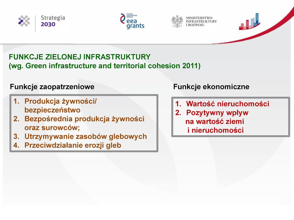 Produkcja żywności/ bezpieczeństwo 2. Bezpośrednia produkcja żywności oraz surowców; 3.