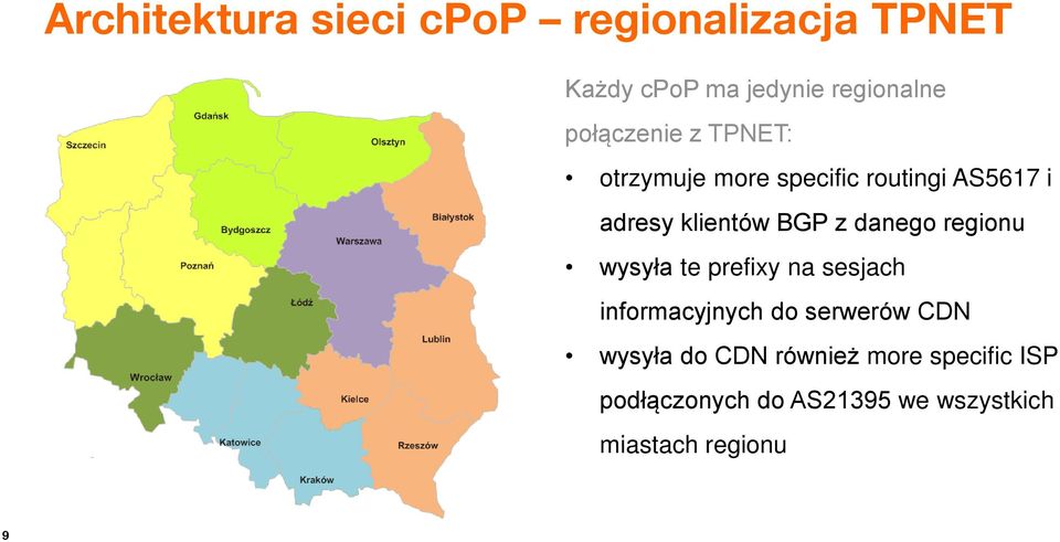 danego regionu wysyła te prefixy na sesjach informacyjnych do serwerów CDN wysyła