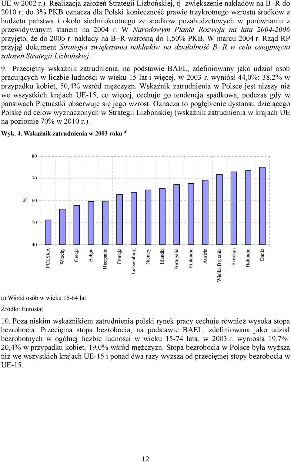 W Narodowym Planie Rozwoju na lata 2004-2006 przyjęto, że do 2006 r. nakłady na B+R wzrosną do 1,50% PKB. W marcu 2004 r.