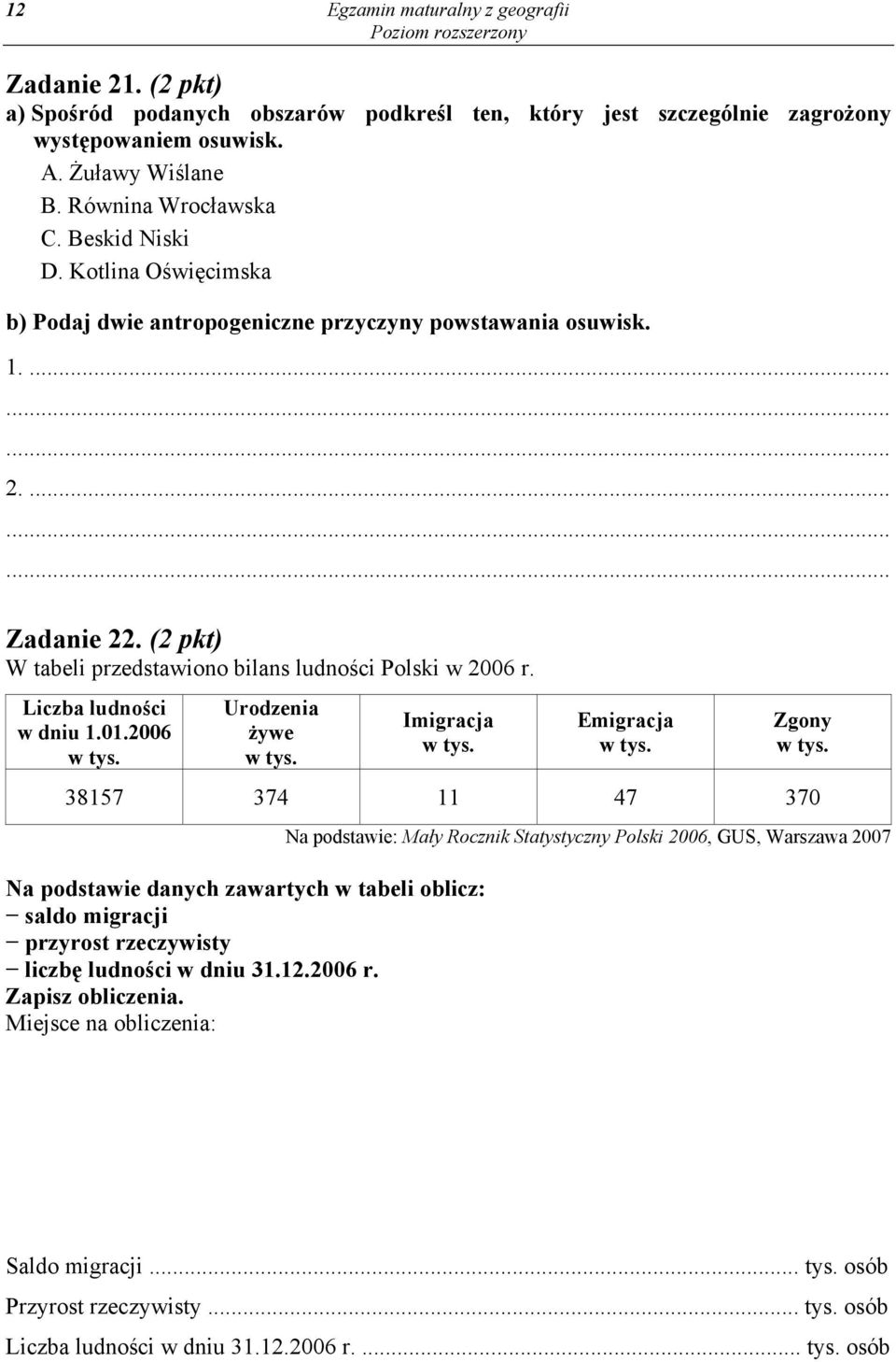 01.2006 w tys. Urodzenia żywe w tys. Imigracja w tys. Emigracja w tys. Zgony w tys.