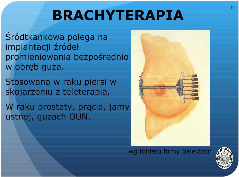 Stosowana w raku piersi w skojarzeniu z teleterapią.