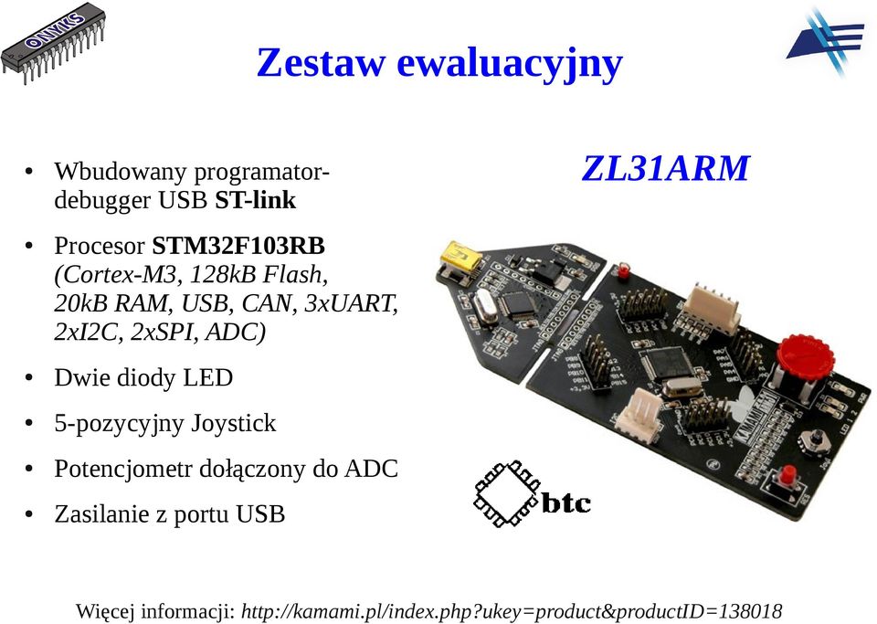 ADC) Dwie diody LED 5-pozycyjny Joystick Potencjometr dołączony do ADC Zasilanie