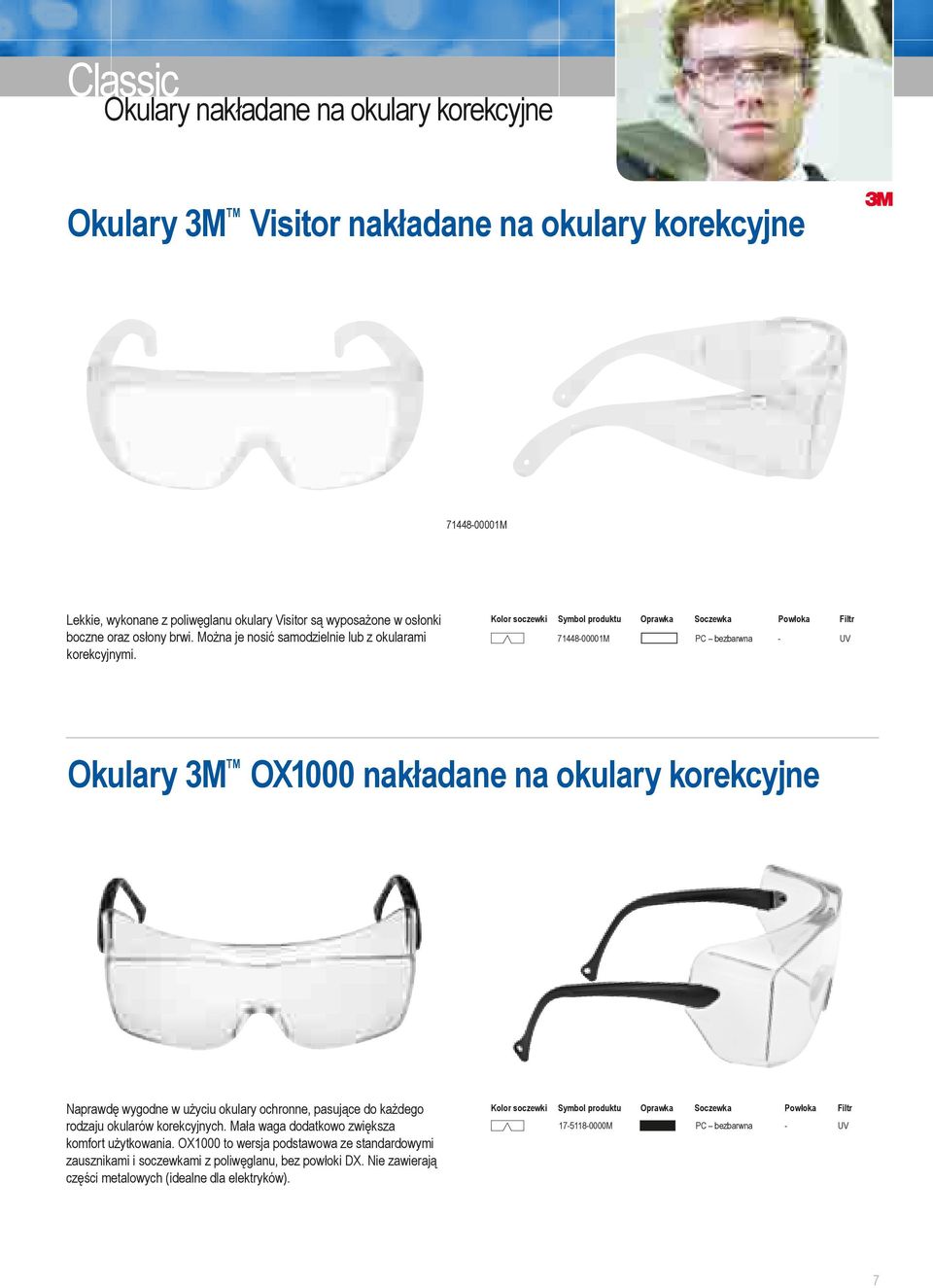 71448-00001M - 3M OX1000 nakładane na okulary korekcyjne Naprawdę wygodne w użyciu okulary ochronne, pasujące do każdego rodzaju okularów korekcyjnych.