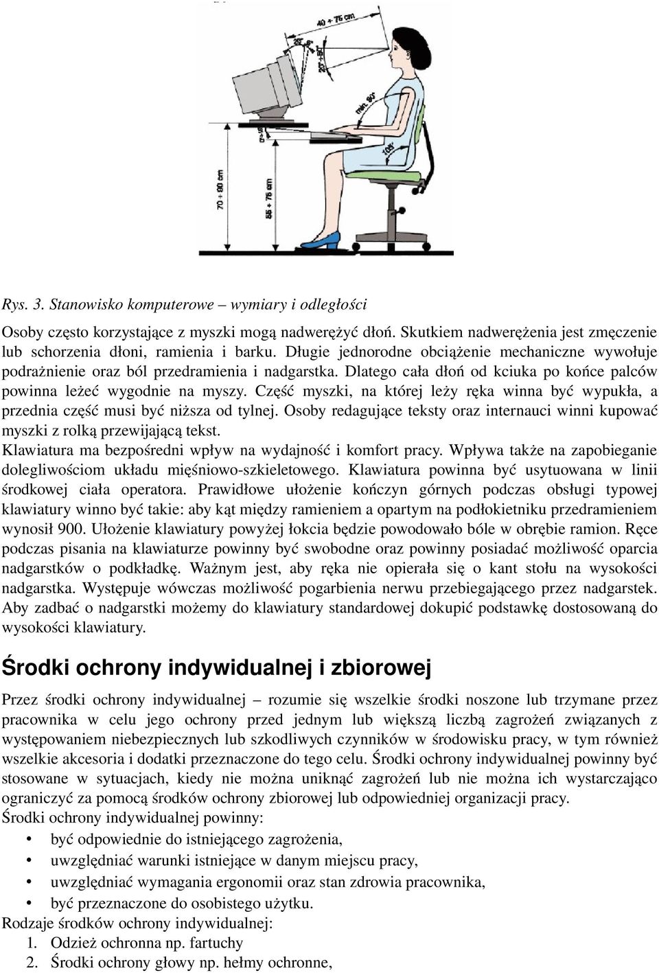 Część myszki, na której leży ręka winna być wypukła, a przednia część musi być niższa od tylnej. Osoby redagujące teksty oraz internauci winni kupować myszki z rolką przewijającą tekst.