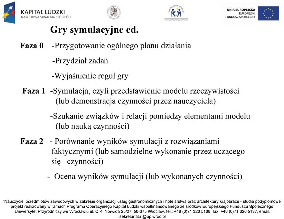 przedstawienie modelu rzeczywistości (lub demonstracja czynności przez nauczyciela) Faza 2 -Szukanie związków i