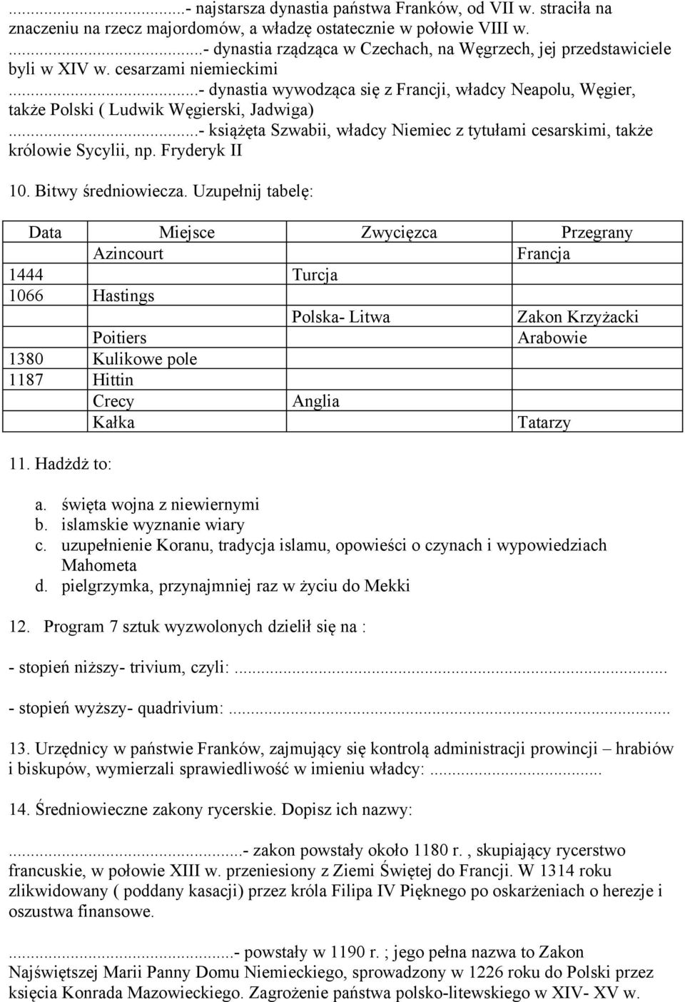 ..- dynastia wywodząca się z Francji, władcy Neapolu, Węgier, także Polski ( Ludwik Węgierski, Jadwiga)...- książęta Szwabii, władcy Niemiec z tytułami cesarskimi, także królowie Sycylii, np.