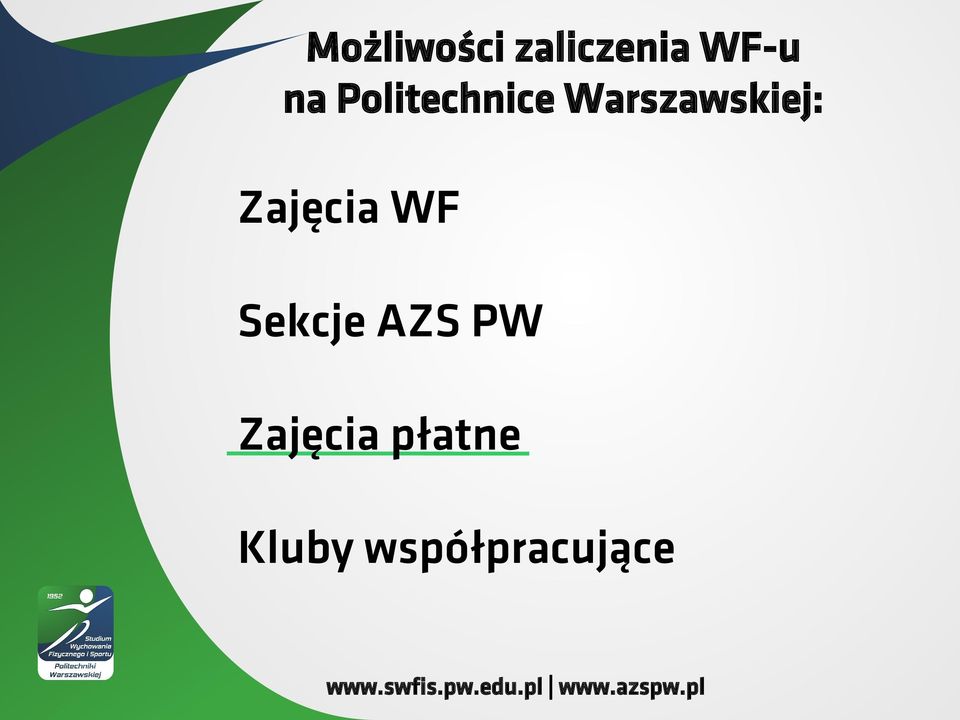 Zajęcia WF Sekcje AZS PW