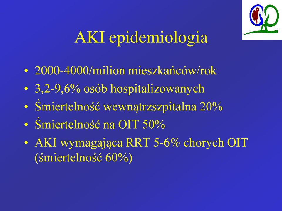 Śmiertelność wewnątrzszpitalna 20% Śmiertelność