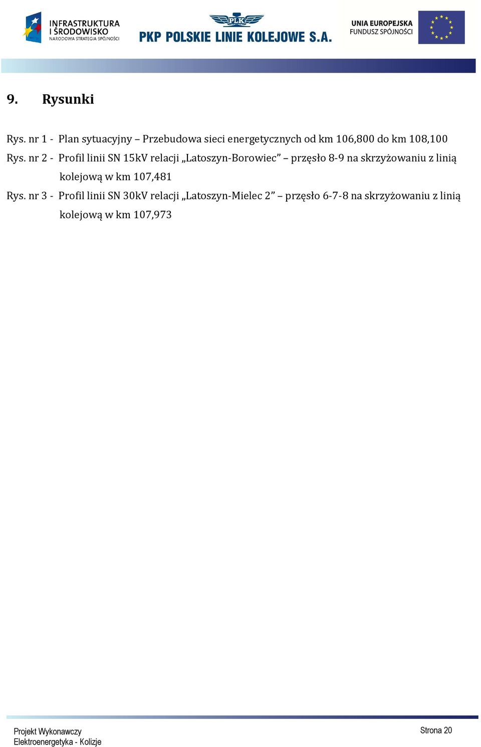 Rys. nr 2 - Profil linii SN 15kV relacji Latoszyn-Borowiec przęsło 8-9 na