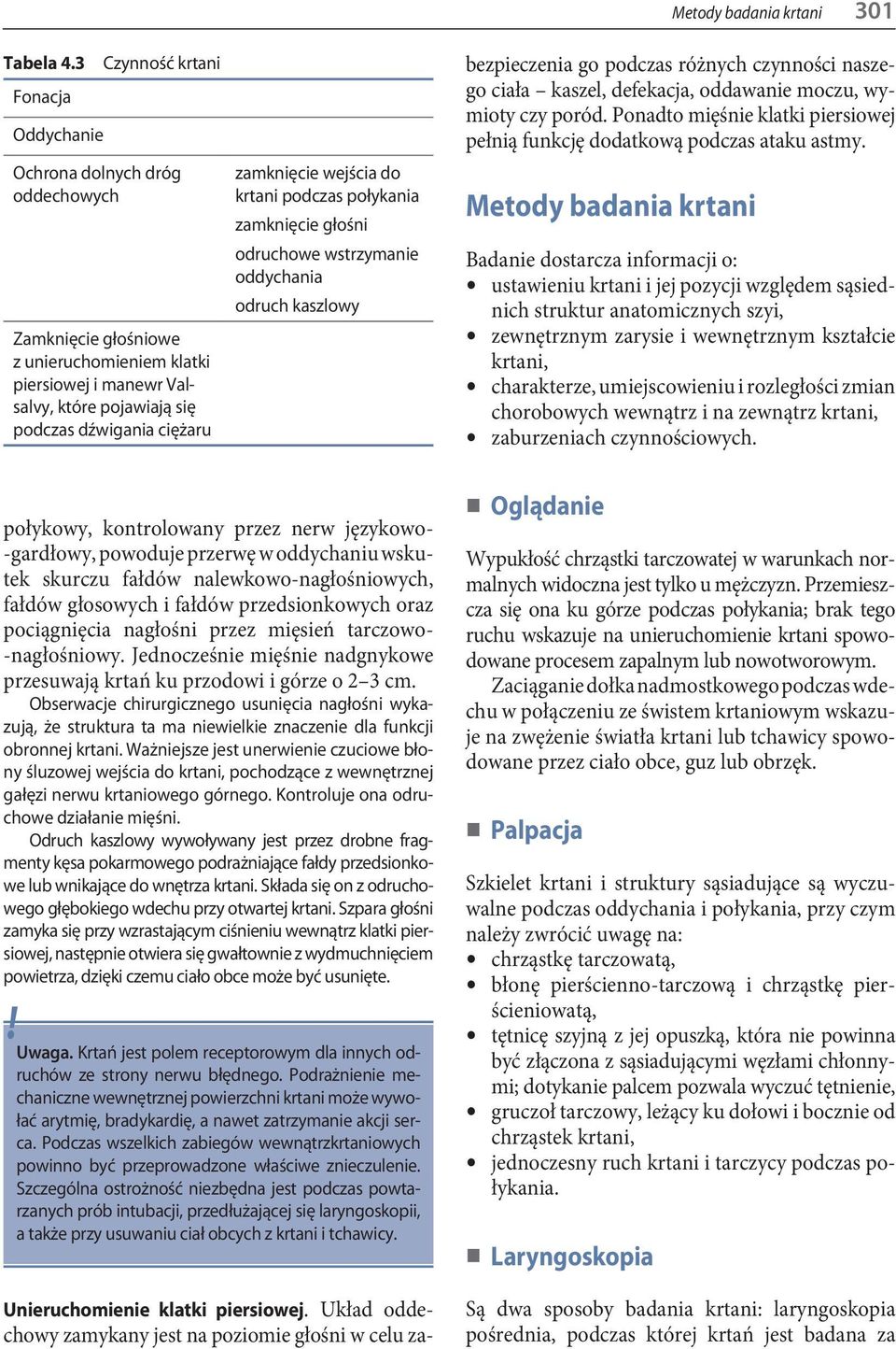 zamknięcie wejścia do krtani podczas połykania zamknięcie głośni odruchowe wstrzymanie oddychania odruch kaszlowy Metody badania krtani 301 Unieruchomienie klatki piersiowej.