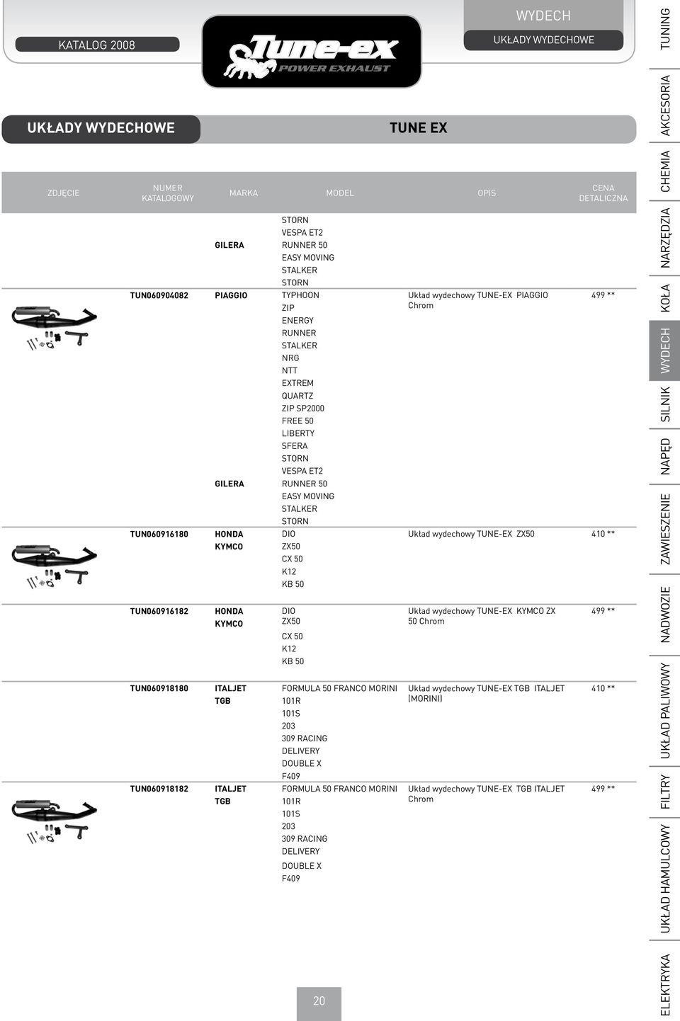 KB 50 TUN060916182 HONDA KYMCO DIO ZX50 CX 50 K12 KB 50 tune ex Układ wydechowy TUNE-EX KYMCO ZX 50 Chrom TUN060918180 ITALJET TGB Formula 50 Franco Morini 101R Układ wydechowy TUNE-EX TGB ITALJET