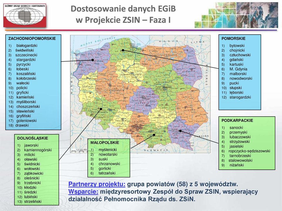 świdnicki 6) wołowski 7) ząbkowicki 8) oleśnicki 9) trzebnicki 10) kłodzki 11) średzki 12) lubiński 13) strzeliński MAŁOPOLSKIE 1) myślenicki 2) nowotarski 3) suski 4) chrzanowski 5) gorlicki 6)