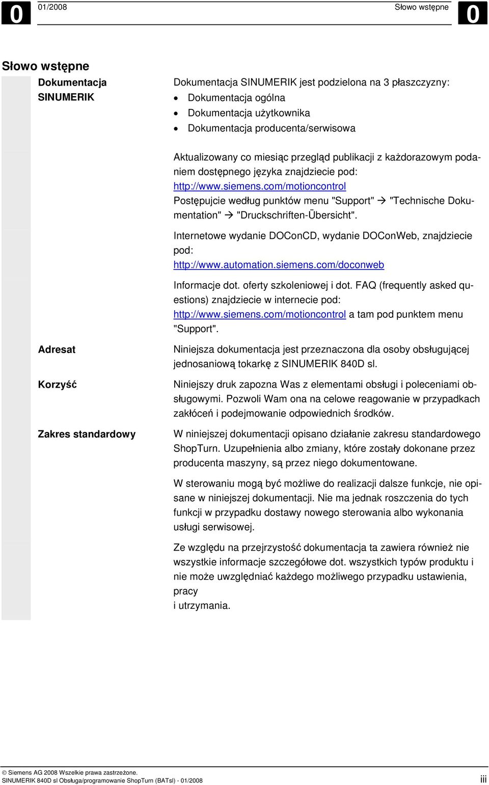 com/motioncontrol Postępujcie według punktów menu "Support" "Technische Dokumentation" "Druckschriften-Übersicht". Internetowe wydanie DOConCD, wydanie DOConWeb, znajdziecie pod: http://www.