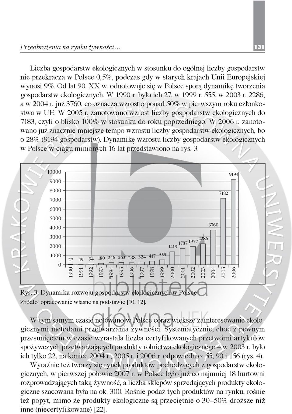 już 3760, co oznacza wzrost o ponad 50% w pierwszym roku członkostwa w UE. W 2005 r. zanotowano wzrost liczby gospodarstw ekologicznych do 7183, czyli o blisko 100% w stosunku do roku poprzedniego.