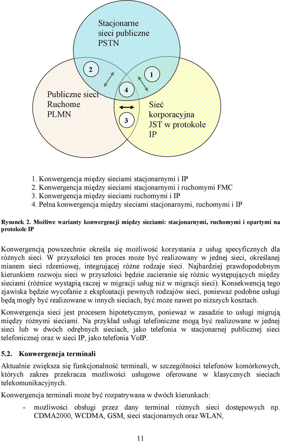 Możliwe warianty konwergencji między sieciami: stacjonarnymi, ruchomymi i opartymi na protokole IP Konwergencją powszechnie określa się możliwość korzystania z usług specyficznych dla różnych sieci.