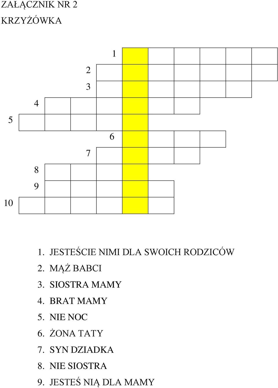 SIOSTRA MAMY 4. BRAT MAMY 5. NIE NOC 6.