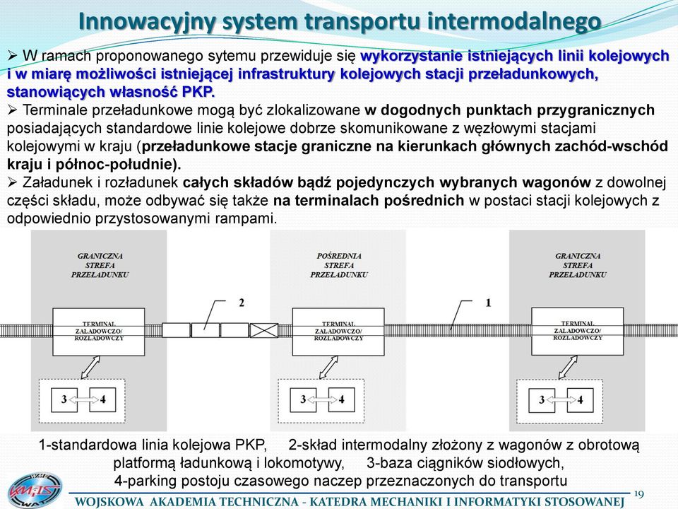 Terminale przeładunkowe mogą być zlokalizowane w dogodnych punktach przygranicznych posiadających standardowe linie kolejowe dobrze skomunikowane z węzłowymi stacjami kolejowymi w kraju