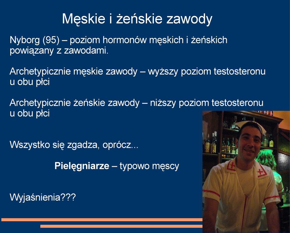 Archetypicznie męskie zawody wyższy poziom testosteronu u obu płci