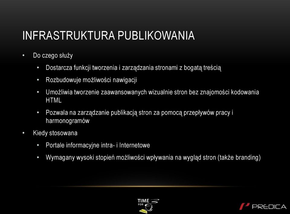 HTML Pozwala na zarządzanie publikacją stron za pomocą przepływów pracy i harmonogramów Kiedy stosowana