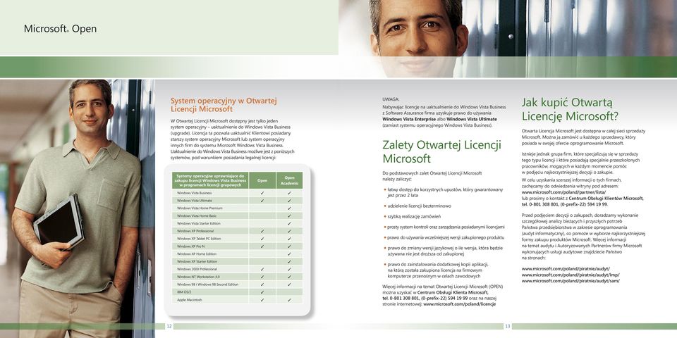 Uaktualnienie do Windows Vista Business możliwe jest z poniższych systemów, pod warunkiem posiadania legalnej licencji: Systemy operacyjne uprawniające do zakupu licencji Windows Vista Business w