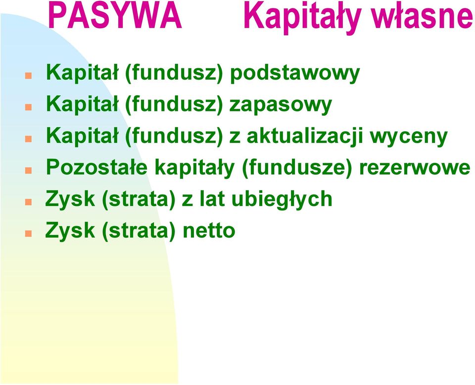 aktualizacji wyceny Pozostałe kapitały (fundusze)