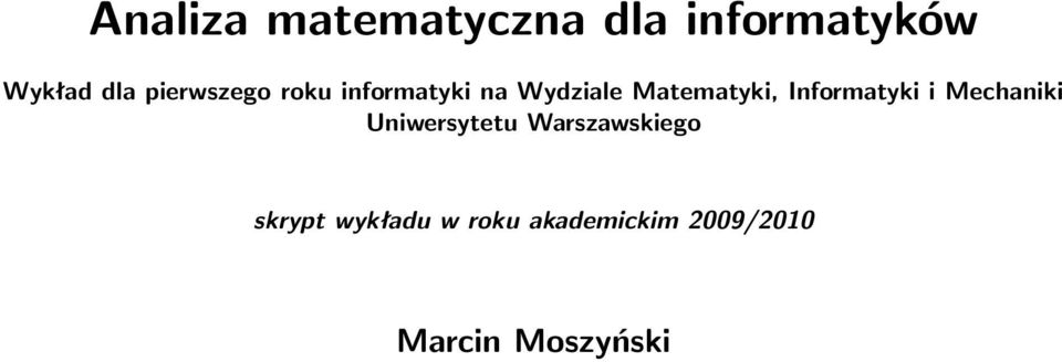 Informatyki i Mechaniki Uniwersytetu Warszawskiego