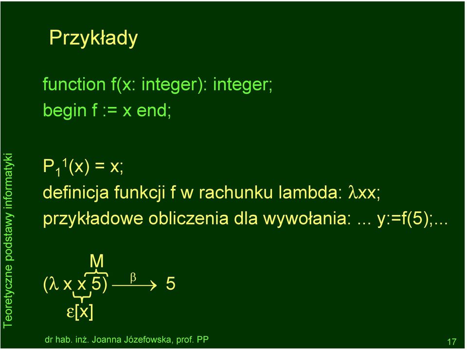 rachunku lambda: λxx; przykładowe obliczenia dla