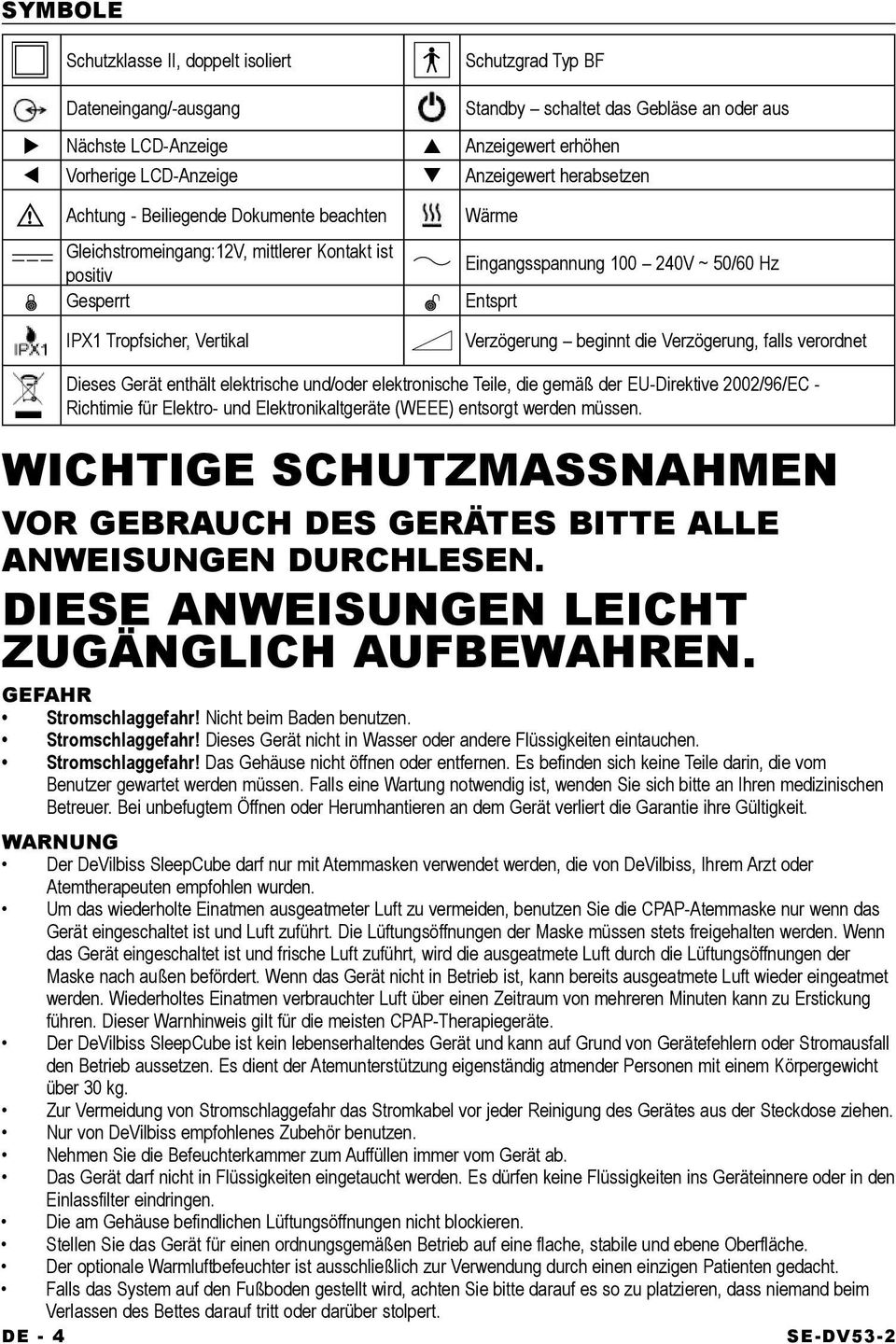 Verzögerung beginnt die Verzögerung, falls verordnet Dieses Gerät enthält elektrische und/oder elektronische Teile, die gemäß der EU-Direktive 2002/96/EC - Richtimie für Elektro- und