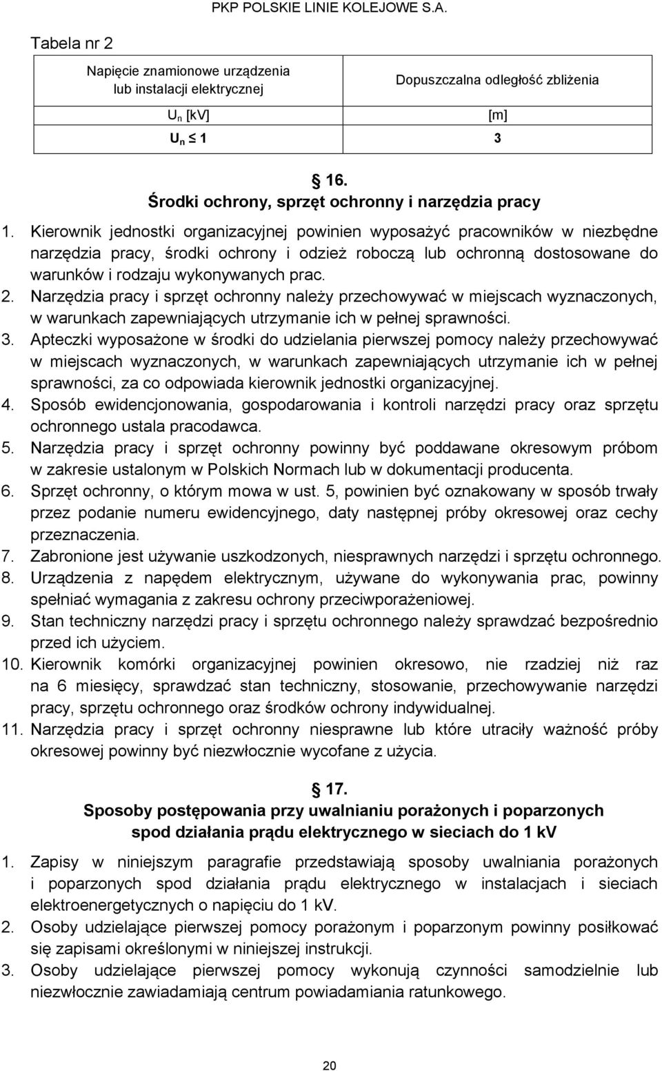 Narzędzia pracy i sprzęt ochronny należy przechowywać w miejscach wyznaczonych, w warunkach zapewniających utrzymanie ich w pełnej sprawności. 3.