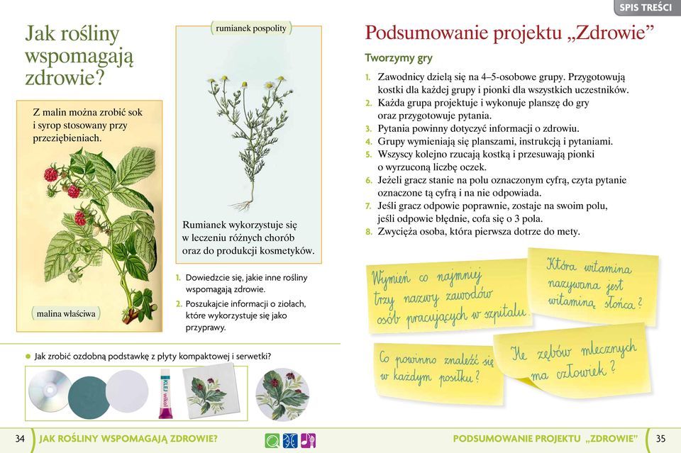 Każda grupa projektuje i wykonuje planszę do gry oraz przygotowuje pytania. 3. Pytania powinny dotyczyć informacji o zdrowiu. 4. Grupy wymieniają się planszami, instrukcją i pytaniami. 5.