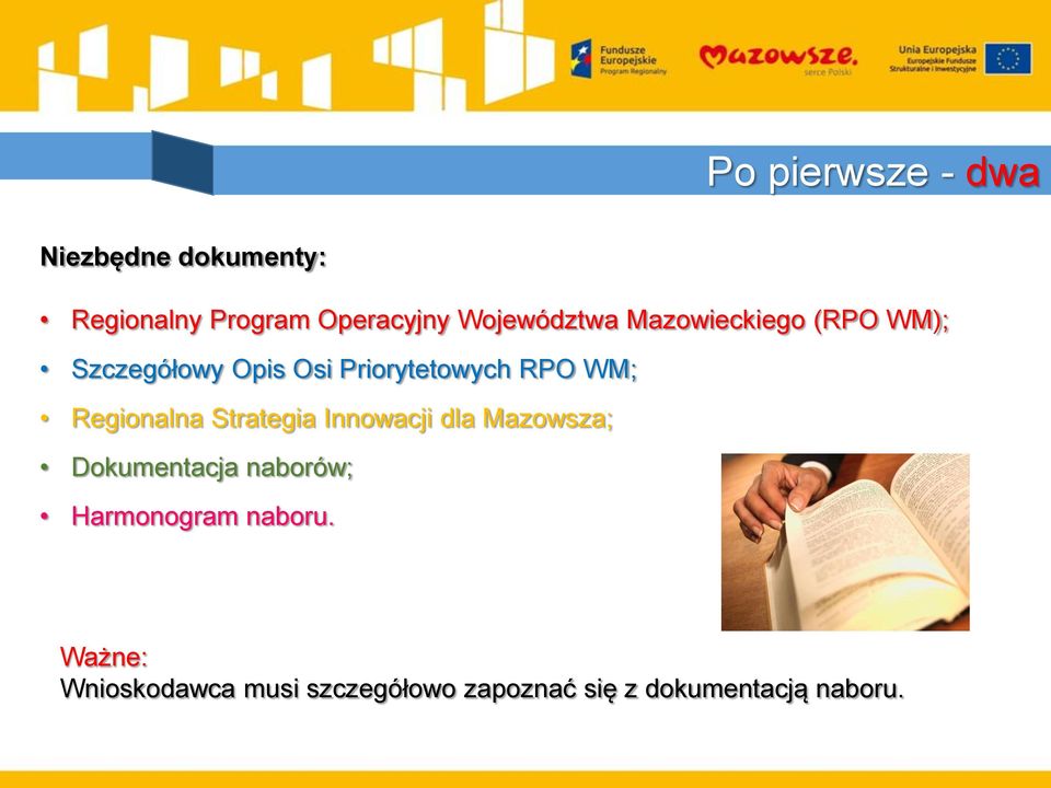 WM; Regionalna Strategia Innowacji dla Mazowsza; Dokumentacja naborów;