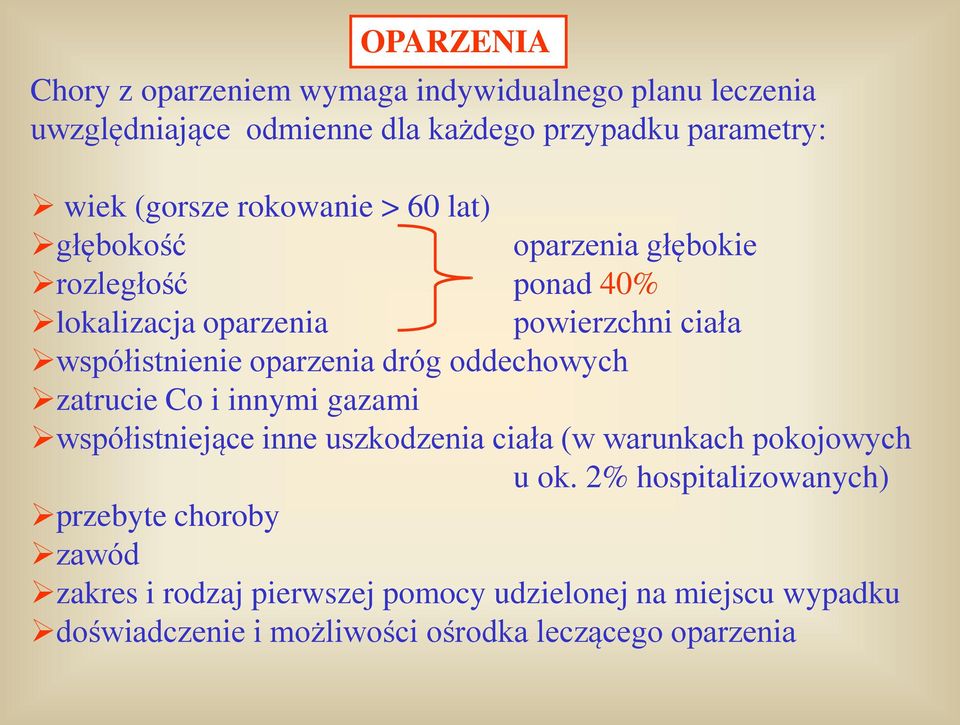 dróg oddechowych zatrucie Co i innymi gazami współistniejące inne uszkodzenia ciała (w warunkach pokojowych u ok.